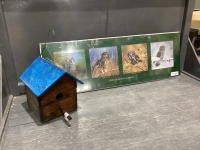 2 ITEMS - BIRD HOUSE + OWLS OF NORTH AMERICA PICTURE