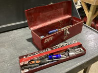 RED TOOLBOX W/ASSORTED TOOLS