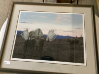 LARGE MOOSE PICTURE IN COMPOSITE FRAME - BY DES MCCAFFREY....EASEL NOT INCLUDED