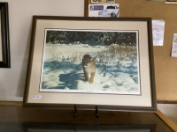 LARGE COUGAR PRINT - "POWDER TRAILS" BY RICHARD MRAVIK.... EASEL NOT INCLUDED