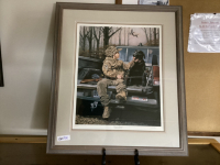 DUCKS UNLIMITED BOY W/ DOG - "FOREVER FRIENDS" BY RALPH MCDONALD....EASEL NOT. INCLUDED
