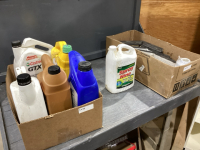 2 BOXES OF ASSORTED OIL - PARTIAL JUGS, SIDING CLOSURES, SPRAY NINE