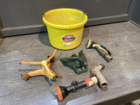 YELLOW 8 QT BUCKET W/YARD SPRINKLERS,HAND NOZZLES,