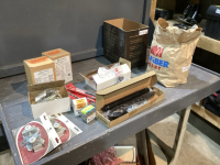 BOX + BAG - POCKET DOOR HARDWARE,SCREWS,CONCRETE BITS,TOUCH UP PAINT,DRAWER PULLS, DOOR CLOSERS , CHAINLINK FENCE POST CAPS (1 1/2&rdquo;)