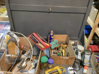 BLACK + DECKER SANDER, CLAMPS, ALLEN WRENCHES, STAB LOCK BREAKERS, CARVING CHISELS, SOCKETS, MISC