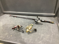 FISHING ROD & (3) REELS AND LARGE LURE