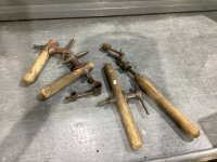 BOX OF ANTIQUE CROSS-CUT SAW HANDLES