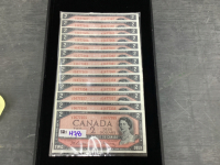 (13) 1954 $2 BILLS WITH CONSECUTIVE SERIAL NUMBERS