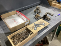 3 BRACES - ONE MISSING HANDLE PART + BOX OF AUGER BITS