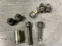 WESTWARD, SNAP-ON, GW, ULTRAPRO, MAC, JET, (8)PC - 2 EXTENSIONS, (2) 1&rdquo; -3/4&rdquo; MALE ADAPTERS, (2) 3/4&rdquo; DRIVE IMPACT SWIVELS, (1) 3/4&rdquo; FEMALE T0 1&rdquo; MALE ADAPTER, (1) 1 5/16&rdquo; DEEP SOCKET
