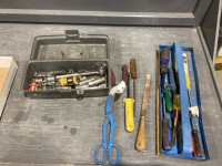 FLAT W/SCREWDRIVERS, TIN SNIPS,FILE, SOCKETS, MISC