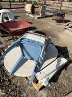 Plastic outdoor table and five chairs