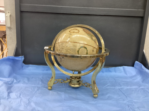 GLOBE IN BRASS FRAME