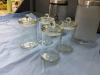 GLASS STORAGE JARS - (3) IKEA FROSTED JARS, (4) SMALL JARS , - 2