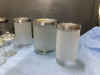 GLASS STORAGE JARS - (3) IKEA FROSTED JARS, (4) SMALL JARS , - 3
