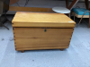 HOME BUILT WOOD CHEST - NO KEY AND WILL LOCK WHEN CLOSED - 2