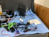 BOX W/ DIGITAL FRAME, DESK LAMP, KEYBOARD, MOUSE, COMPUTER. SPEAKER, HEADPHONES ETC - 3