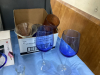 (2) BOXES W/ MISC BEVERAGE GLASSES, "ELEVATOR" DECANTER, FLASK, METAL TRAY WI HORSE DECOR - 2