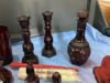RUBY RED GLASSWARE - FLUTED BOWL, CANDLESTICKS, GLASSES, - 3