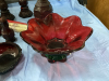 RUBY RED GLASSWARE - FLUTED BOWL, CANDLESTICKS, GLASSES, - 4