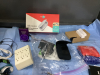 BOX W/ SMALL DIGITAL CAMERA, CLOCK RADIOS, DOOR BELL, CELL PHONE ACCESSORIES - 3