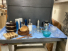 (2) BOXES W/ COFFEE CARAFE, WOOD SALAD BOWL SET, COFFEE GRINDER, WATER BOTTLES
