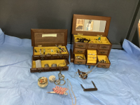 (2) WOOD JEWELRY CHESTS, COSTUME JEWELRY, VINTAGE LIGHTERS, PEN KNIFE