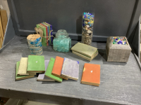 OLD BOOKS, POLISHED ROCKS/GLASS