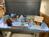 (2) BOXES MISC DECOR - "PEOPLE" SNACK FEEDER, PLUG-IN SCENTSY, FRAMES, RESIN COWBOY & CALF ORNAMENT