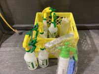 CRATE OF SPRAY BOTTLES