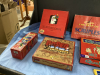 BOX OF BOARD GAMES - SCATTERGORIES, TRIVIAL PURSUIT, QUELF, RACKO, RODEO RAMA, UNO STACKO - 2