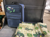SUITCASE WITH JOHN DEERE BLANKET