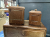 MATCHING WOOD BREADBOX, PAPER TOWEL HOLDER, & (4) PC CANISTER SET AND (6) WOOD SWITCH PLATES/OUTLET COVERS - 3