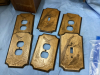 MATCHING WOOD BREADBOX, PAPER TOWEL HOLDER, & (4) PC CANISTER SET AND (6) WOOD SWITCH PLATES/OUTLET COVERS - 4