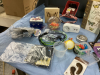 BOX OF CRAFTING SUPPLIES, CURTAIN ROD HOLDERS, PENCIL CRAYONS ETC - 2