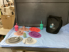 SILICONE TODDLER "EASY PEASY" DISHES , CUPS W/ SPOONS, SIPPY CUPS