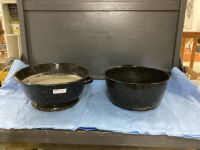 (2) ENAMEL PANS - NO LIDS