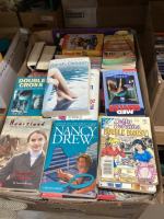 LARGE BOX OF SOFT & HARD COVER BOOKS - MOST LOOK LIKE FOR TEEN/YOUNG ADULT