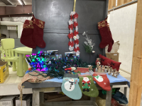 CHRISTMAS DECOR - LIGHTS, STOCKINGS, RESIN ORNALMENTS FELT SNOWFLAKE GARLAND, SMALL PILLOW