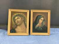 (2) VINTAGE RELIGOUS PICTURES - JESUS & THE VIRGIN MARY. ...