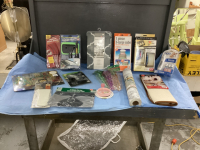 ASSORTMENT OF NEW HOUSEHOLD ITEMS - VACUUM BAGS, MANI NAIL SHINER, DRYING MAT, GLASS CUTTING BOARD, BLINDS DUSTER, GRIP LINER
