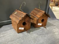2 HOME MADE BIRD HOUSES