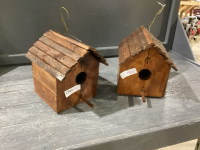 2 HOME MADE BIRD HOUSES