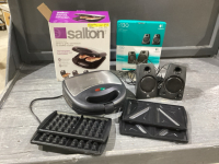 2 ITEMS - SALTON 3-IN-ONE GRILL + LOGITECH SPEAKERS