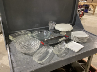 PIE PLATES, SMALL LOAF PANS, DISHES , RAISED CAKE CAKE PLATE