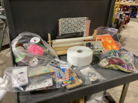 BIG BOX W/RIBBON, YARD, STAMPIN UP ITEMS, SCRAPBOOKING ITEMS,PAPER ROLL HOLDER,MISC