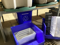 SHELF #12 - PLASTIC ORGANIZERS, RECYCLE BINS, PLASTIC STORAGE + ORGANIZERS