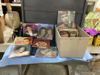 GOOD LIDDED TOTE W/ RECORDS