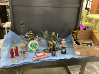 CANDLE HOLDERS, BOOK ENDS, "GOLF BALL" CLOCK, RESIN "ROCK"