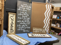 (5) SAYINGS ON WOOD, CORK BOARD
